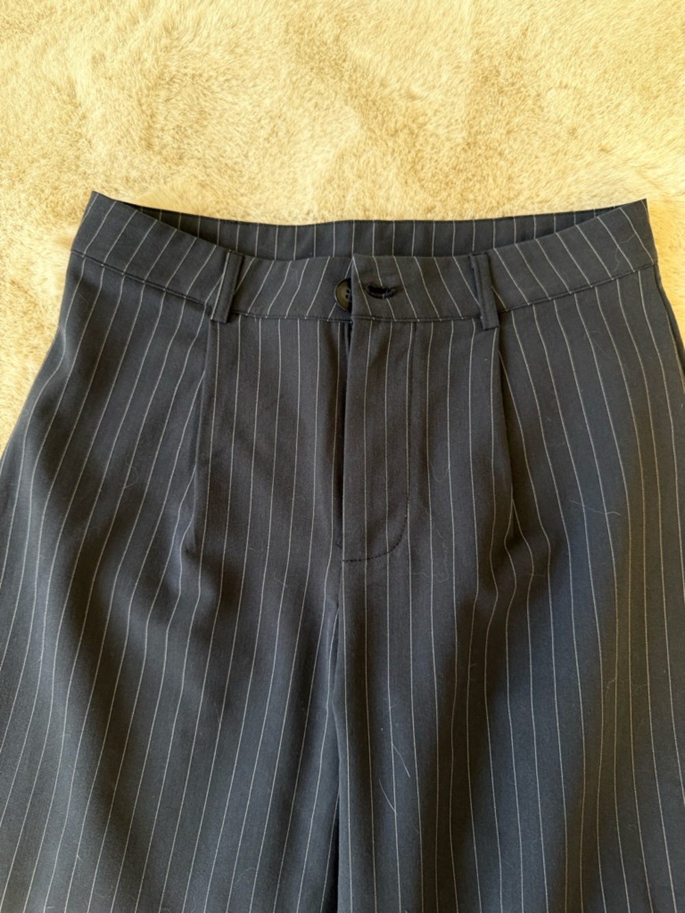 Princess Polly High-Waist Pinstripe Wide-Leg Trousers - Black/Gray